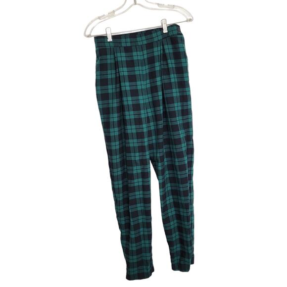 Vintage Tartan Plaid Pants Pleated Preppy Hunt Club Green Holiday Women 9 - Picture 1 of 10